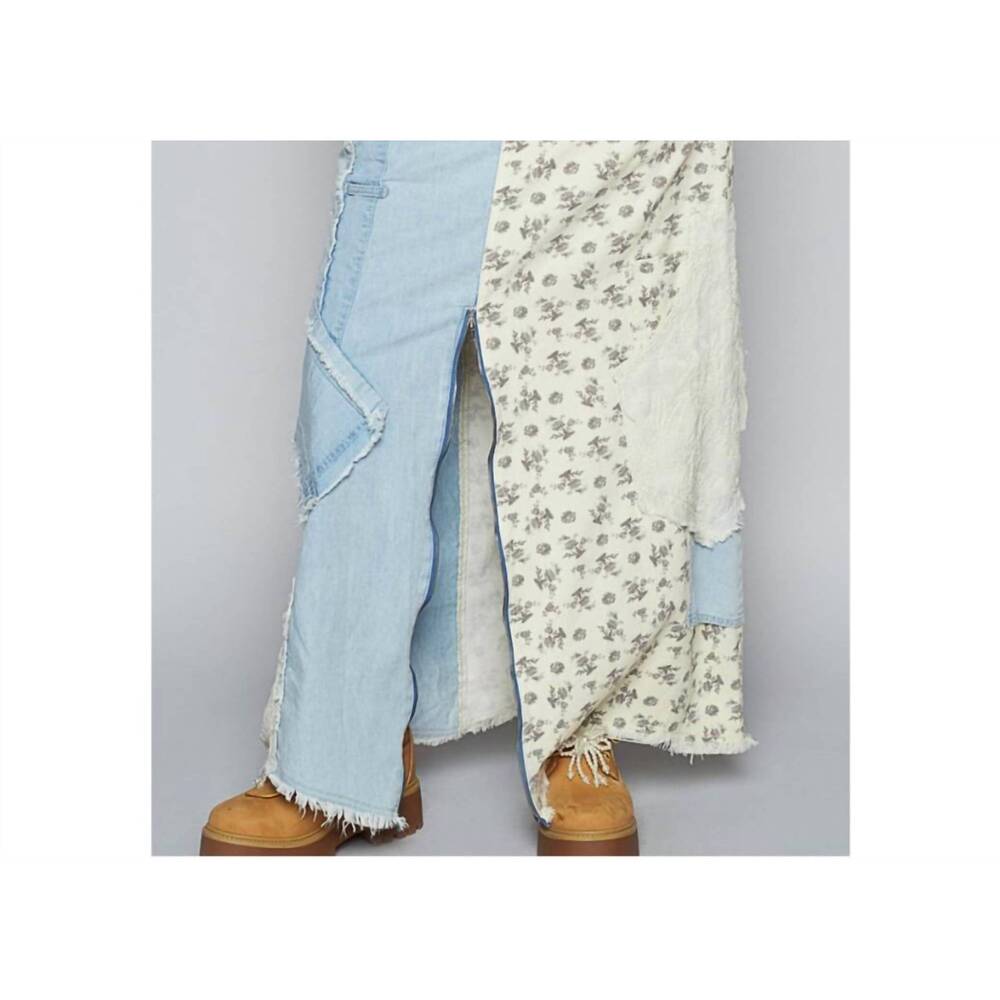 NEW POL floral maxi skirt in denim